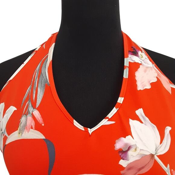 Athleta Waimea One Piece Swimsuit Halter Padded Bra Floral Womens M 291989 - Picture 5 of 13